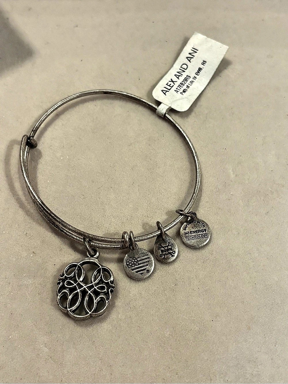 Alex and Ani Path of Life IV Charm Bangle Bracelet Silver